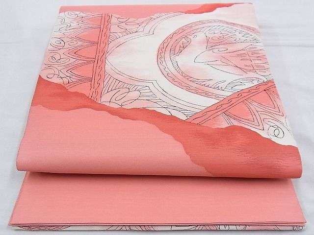 平和屋着物◎太鼓柄袋帯 すくい織 更紗花鳥絵皿 逸品 BAAD9924ph