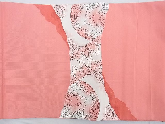 平和屋着物◎太鼓柄袋帯 すくい織 更紗花鳥絵皿 逸品 BAAD9924ph