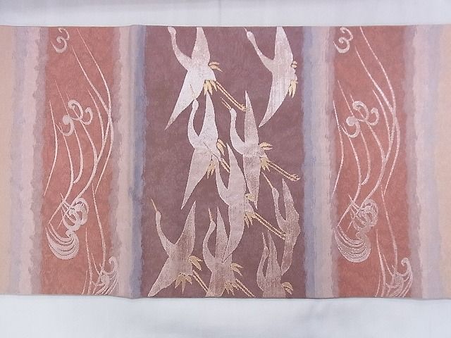 平和屋着物◎太鼓柄袋帯 飛鶴立波文 金銀糸 逸品 BAAD9945ph