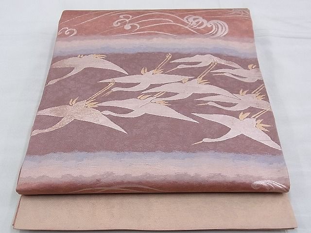 平和屋着物◎太鼓柄袋帯 飛鶴立波文 金銀糸 逸品 BAAD9945ph
