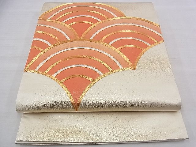 平和屋着物◎太鼓柄袋帯 駒刺繍 青海波 金糸 逸品 BAAE1115du