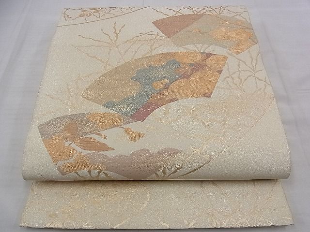 平和屋着物◎六通柄袋帯 綴れ 地紙流し 金銀糸 鈴乃屋扱い 逸品 BAAE1129du