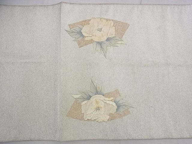 平和屋着物◎太鼓柄袋帯 刺繍 地紙牡丹文 銀糸 逸品 BAAE1142du