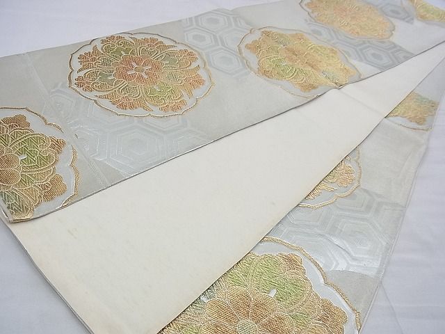 平和屋着物◎六通柄袋帯 花菱文 金銀糸 逸品 BAAE2424ph
