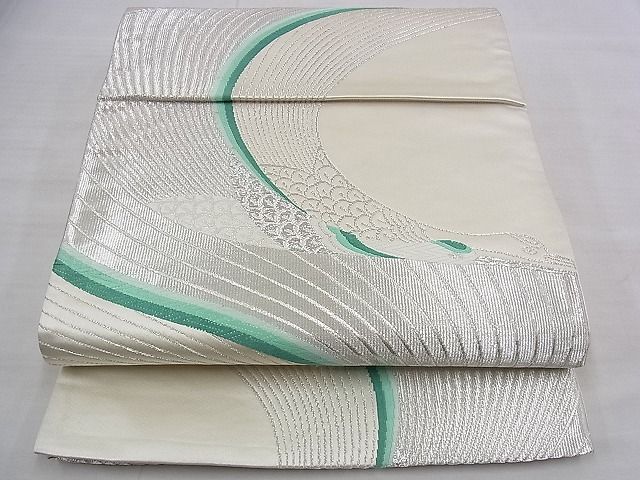 平和屋着物◎六通柄袋帯 唐織 飛鶴 銀糸 逸品 BAAE1192du