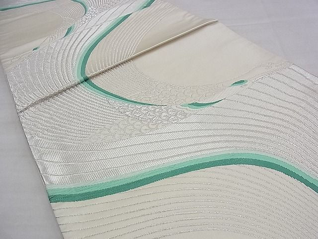 平和屋着物◎六通柄袋帯 唐織 飛鶴 銀糸 逸品 BAAE1192du