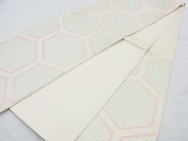 平和屋着物◎西陣 六通柄袋帯 唐織 亀甲花尽くし 銀糸 逸品 BAAE7438vj