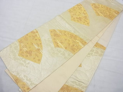 平和屋着物◎六通柄袋帯 扇面錦涛文 金糸 逸品 BAAD2866ac
