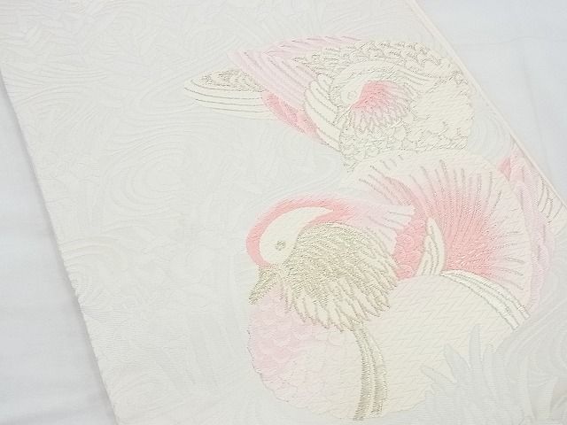 平和屋着物◎六通柄袋帯 唐織 流水鴛鴦花文 銀糸 逸品 BAAE7470vj
