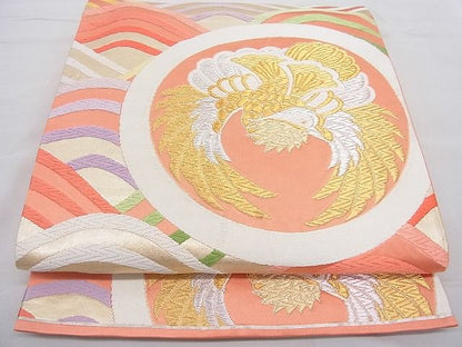 平和屋着物◎六通柄袋帯 唐織 鳥丸青海波 金銀糸 逸品 BAAD2889ac