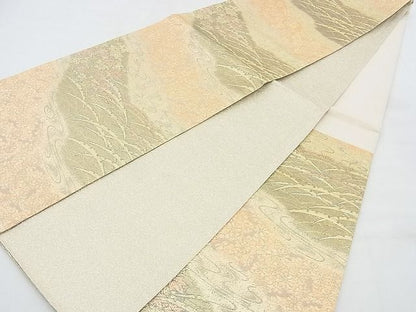 平和屋着物◎六通柄袋帯 流水秋草文 金糸 逸品 BAAE7494vj