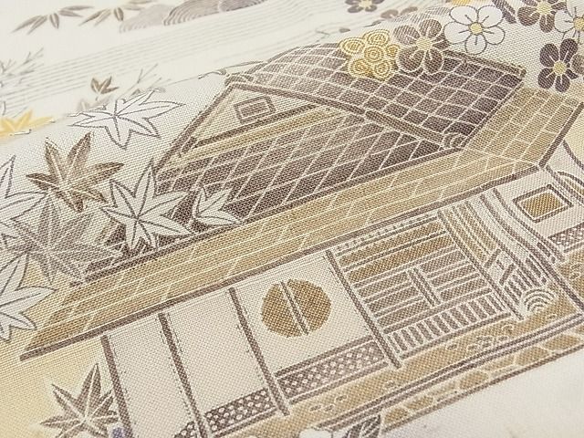 平和屋本店▽極上 染織の名門 しょうざん 生紬 訪問着 単衣 雲取り風景花文 証紙付き 逸品 CZAA0061s4