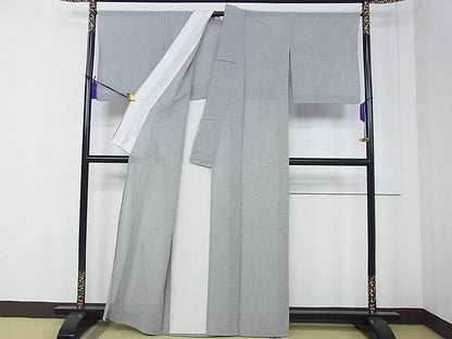 平和屋本店＊極上 夏物 本場結城紬 夏結城 重要無形文化財 奥順 縞 高島きん作 証紙付き 逸品 CZAA0066s4