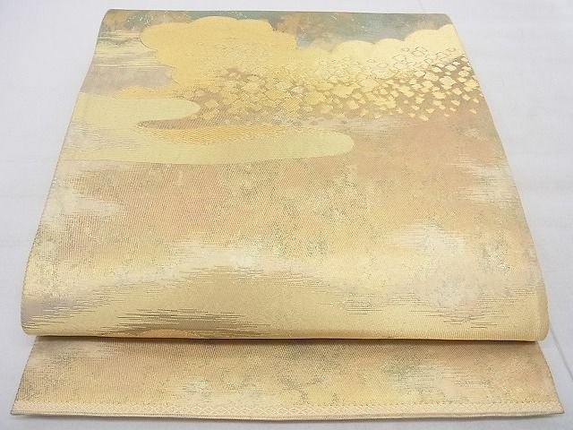 平和屋着物◎六通柄袋帯 雲取り箔散らし文様 金糸 逸品 BAAD7748ac