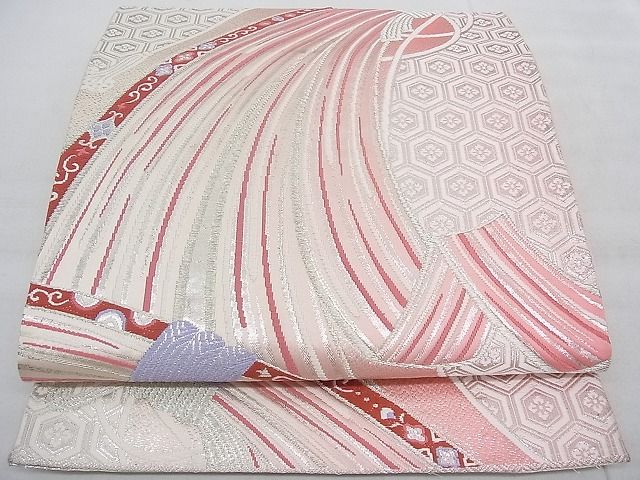 平和屋着物◎佐賀錦 六通柄袋帯 唐織 束ね熨斗吉祥文 銀糸 逸品 BAAD7762ac