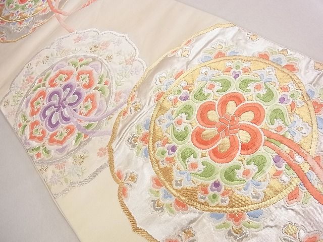 平和屋着物◎六通柄袋帯 唐織 鏡裏花文 金銀糸 逸品 CAAD0695eg