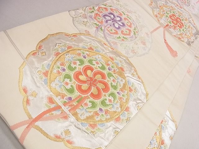 平和屋着物◎六通柄袋帯 唐織 鏡裏花文 金銀糸 逸品 CAAD0695eg