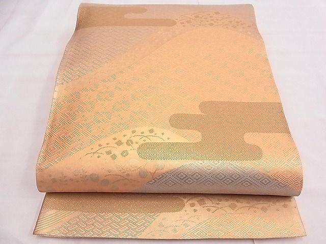 平和屋着物◎佐賀錦 六通柄袋帯 ヱ霞重山吉祥文 金糸 逸品 BAAD2257ns