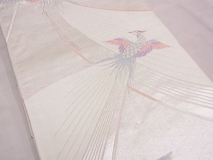 平和屋着物◎六通柄袋帯 唐織 ワンポイントプラチナ 鳳凰 逸品 BAAD2258ns