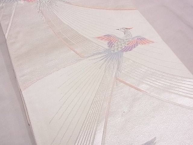 平和屋着物◎六通柄袋帯 唐織 ワンポイントプラチナ 鳳凰 逸品 BAAD2258ns