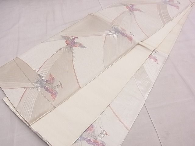 平和屋着物◎六通柄袋帯 唐織 ワンポイントプラチナ 鳳凰 逸品 BAAD2258ns