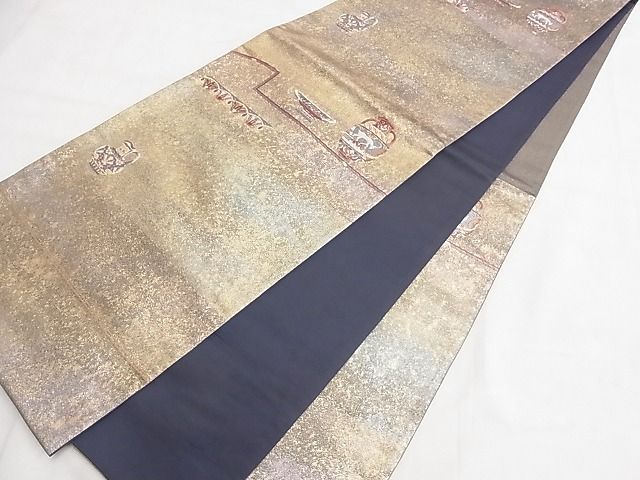 平和屋着物◎六通柄袋帯 唐織 陶器文様 金糸 逸品 BAAE1274ns