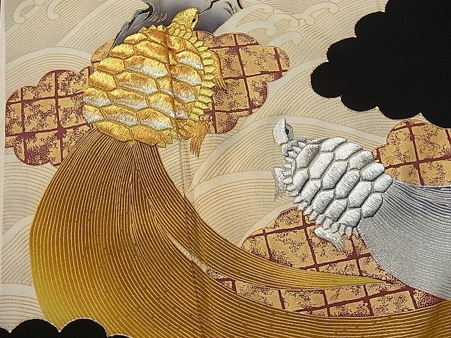 平和屋着物■豪華黒留袖　蓑亀　金銀糸　逸品　CAAD3558yc