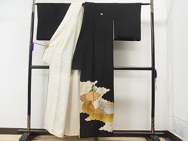 平和屋着物■豪華黒留袖　蓑亀　金銀糸　逸品　CAAD3558yc