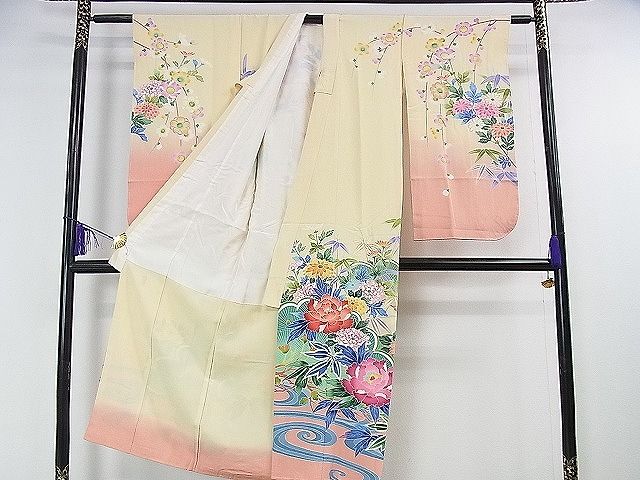 平和屋本店■極上　七五三　女の子　7歳　祝着　友禅　作家物　吉祥花文　逸品　DZAA0632kh5