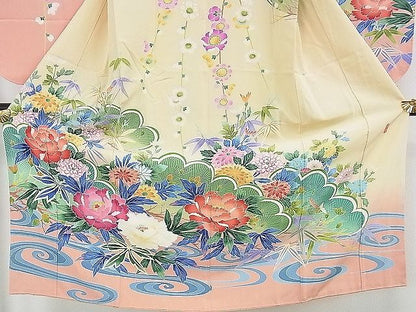 平和屋本店■極上　七五三　女の子　7歳　祝着　友禅　作家物　吉祥花文　逸品　DZAA0632kh5