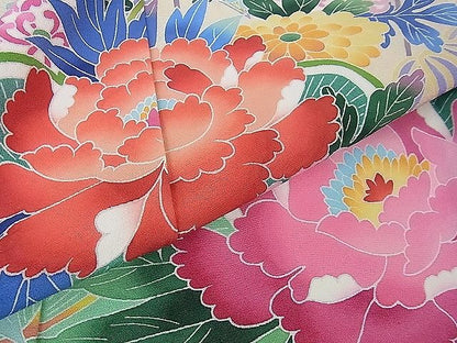 平和屋本店■極上　七五三　女の子　7歳　祝着　友禅　作家物　吉祥花文　逸品　DZAA0632kh5