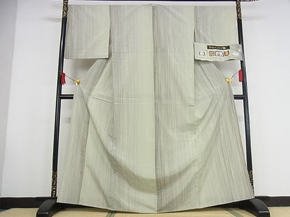 平和屋本店▽極上 やまだ織 200色 本塩沢 単衣 縞 証紙付き 正絹 逸品 KAAA0964kk4