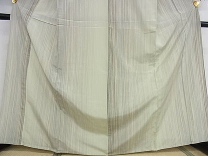 平和屋本店▽極上 やまだ織 200色 本塩沢 単衣 縞 証紙付き 正絹 逸品 KAAA0964kk4