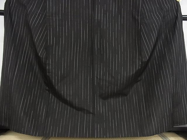 平和屋本店■極上　本場縞大島紬　単衣　純植物染　車輪梅工芸　縞　証紙付き　正絹　逸品　KAAA0990kk4