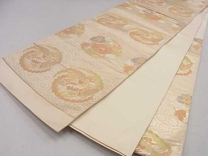 平和屋着物◎六通柄袋帯 鳳凰花丸文 金糸 逸品 DAAC0422ma