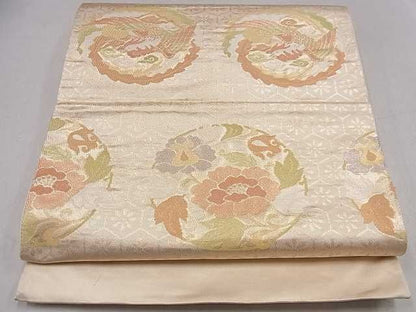 平和屋着物◎六通柄袋帯 鳳凰花丸文 金糸 逸品 DAAC0422ma