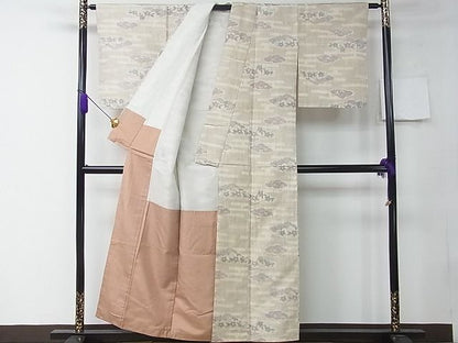 平和屋着物■上質な紬　雲取り花文　逸品　CAAD0406fb