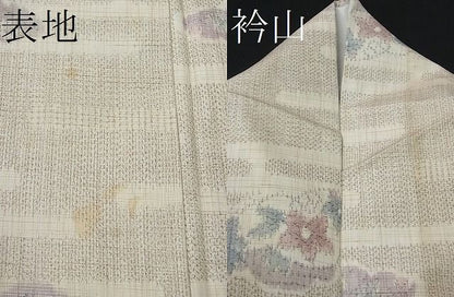 平和屋着物■上質な紬　雲取り花文　逸品　CAAD0406fb