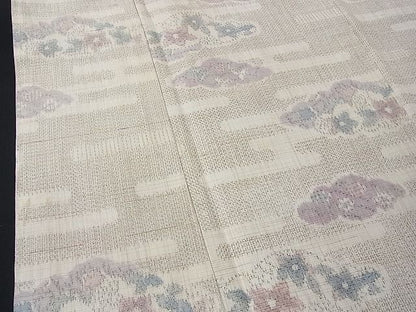 平和屋着物■上質な紬　雲取り花文　逸品　CAAD0406fb