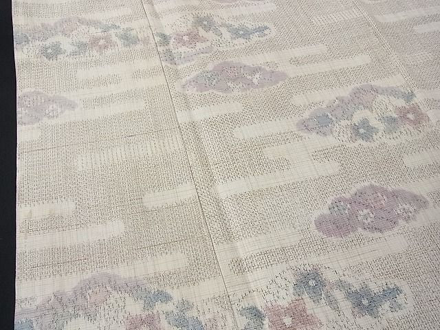 平和屋着物■上質な紬　雲取り花文　逸品　CAAD0406fb