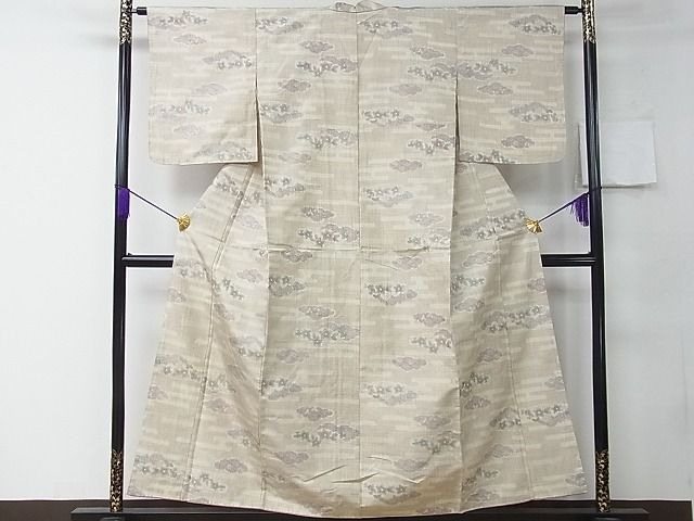 平和屋着物■上質な紬　雲取り花文　逸品　CAAD0406fb