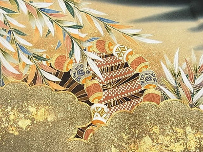 平和屋着物■豪華黒留袖　作家物　駒刺繍　雲取り渡り橋吉祥文　暈し染め　金彩　逸品　CAAD5746yc
