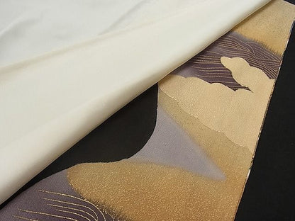 平和屋着物■豪華黒留袖　作家物　駒刺繍　雲取り渡り橋吉祥文　暈し染め　金彩　逸品　CAAD5746yc