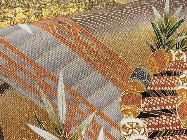 平和屋着物■豪華黒留袖　作家物　駒刺繍　雲取り渡り橋吉祥文　暈し染め　金彩　逸品　CAAD5746yc