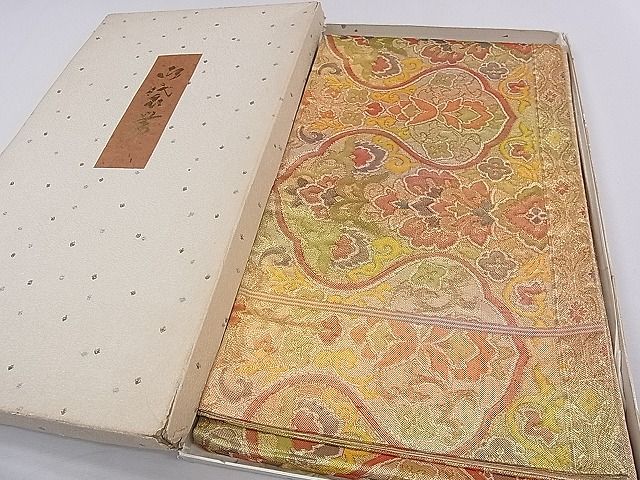 平和屋着物◎佐賀錦 六通柄袋帯 花唐草文 金銀糸 紙箱付き 逸品 CAAB9128dx
