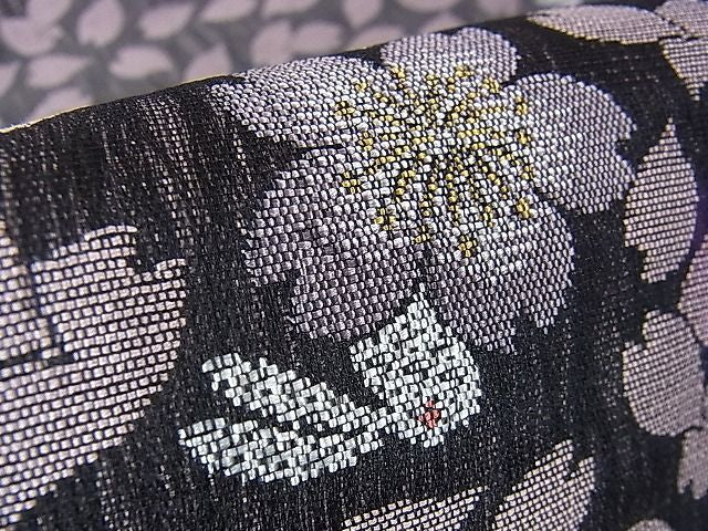 平和屋本店■極上　両面全通柄袋帯　全通三重織　スリーシーズン帯　花唐草文　桜　兎　ほていや扱い　反端付き　逸品　未使用 DZAA0680kh4