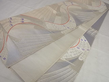平和屋着物◎六通柄袋帯 唐織 飛鳥文 銀糸 正絹 逸品 AAAF3549Bgw