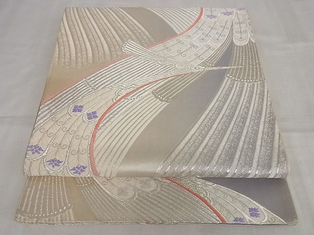 平和屋着物◎六通柄袋帯 唐織 飛鳥文 銀糸 正絹 逸品 AAAF3549Bgw