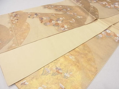 平和屋着物◎六通柄袋帯 花蝶文 金糸 引箔 逸品 CAAD9166ev