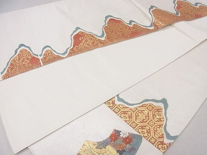 平和屋着物◎六通太鼓柄袋帯 刺繍 地上御所車花文 金彩 逸品 CAAD9190ev